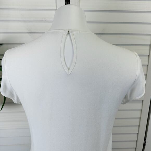 L'AGENCE Beaded Striped Silk Viscose Cream Blouse Top Short Cap Sleeves Size 2 - Picture 6 of 12